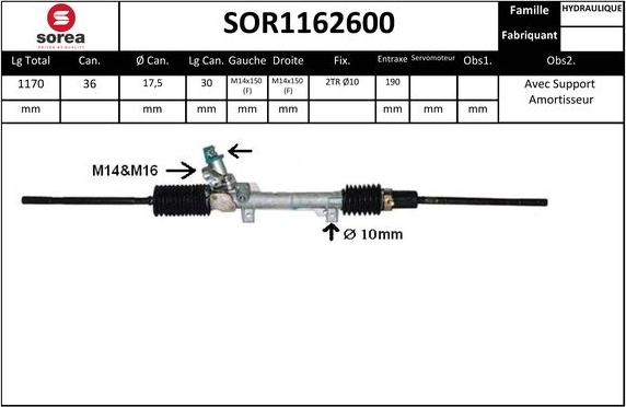 EAI SOR1162600 - Рулевой механизм, рейка autosila-amz.com