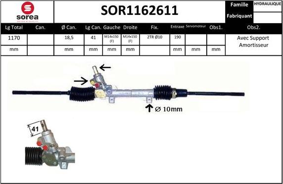 EAI SOR1162611 - Рулевой механизм, рейка autosila-amz.com