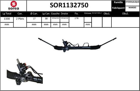 EAI SOR1132750 - Рулевой механизм, рейка autosila-amz.com