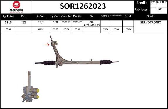EAI SOR1262023 - Рулевой механизм, рейка autosila-amz.com