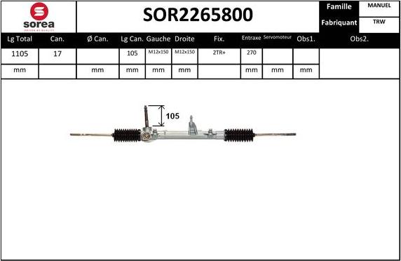 EAI SOR2265800 - Рулевой механизм, рейка autosila-amz.com