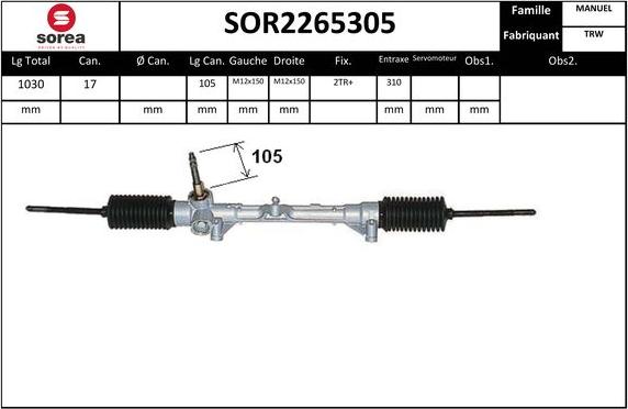 EAI SOR2265305 - Рулевой механизм, рейка autosila-amz.com