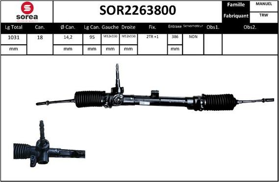 EAI SOR2263800 - Рулевой механизм, рейка autosila-amz.com