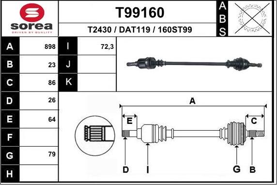 EAI T99160 - Приводной вал autosila-amz.com