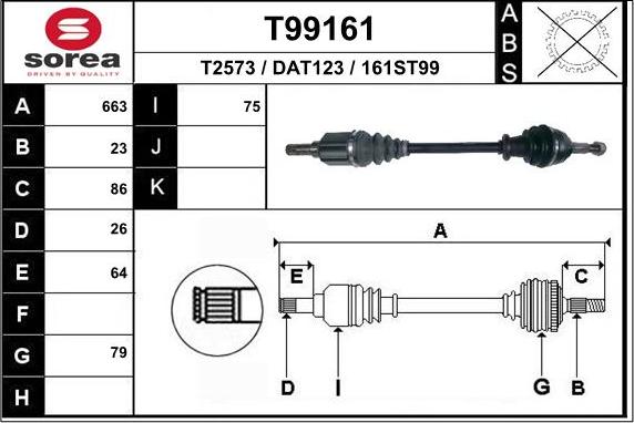 EAI T99161 - Приводной вал autosila-amz.com