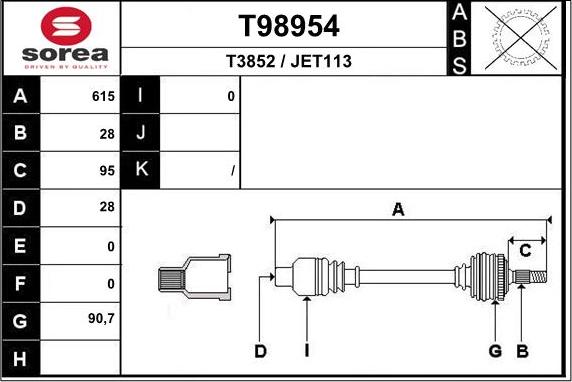 EAI T98954 - Приводной вал autosila-amz.com