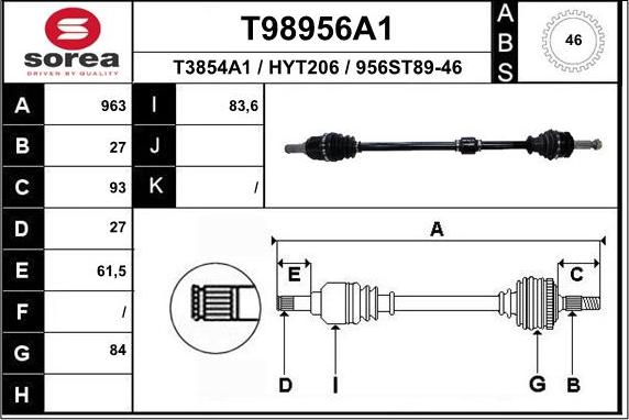 EAI T98956A1 - Приводной вал autosila-amz.com