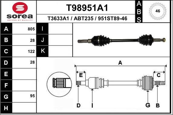 EAI T98951A1 - Приводной вал autosila-amz.com