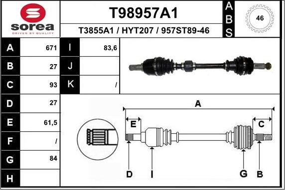 EAI T98957A1 - Приводной вал autosila-amz.com