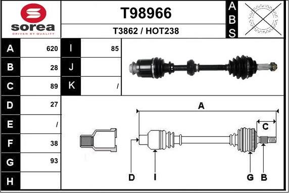 EAI T98966 - Приводной вал autosila-amz.com