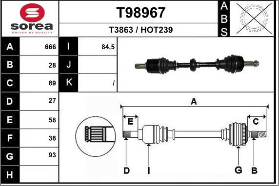 EAI T98967 - Приводной вал autosila-amz.com