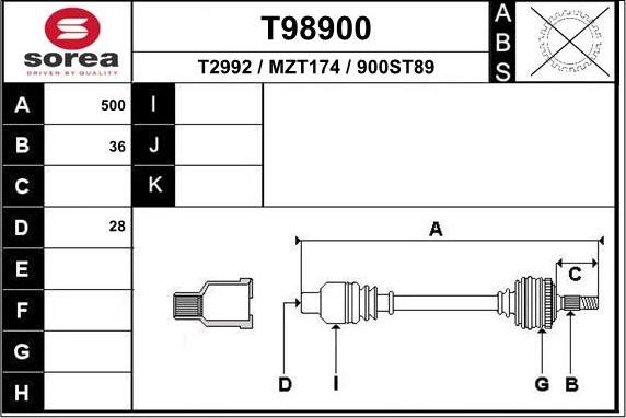 EAI T98900 - Приводной вал autosila-amz.com