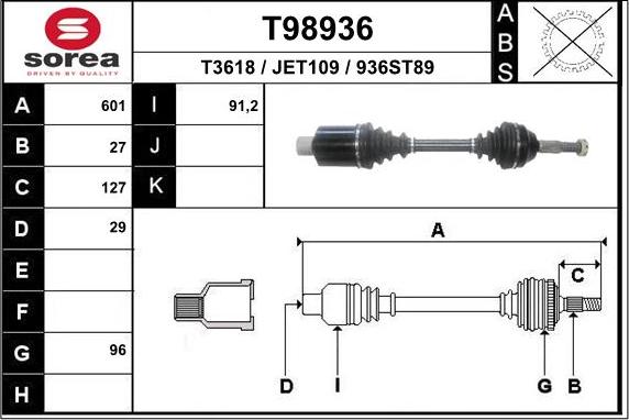 EAI T98936 - Приводной вал autosila-amz.com