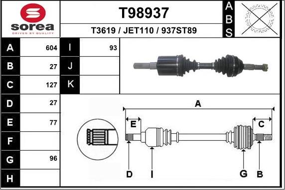 EAI T98937 - Приводной вал autosila-amz.com