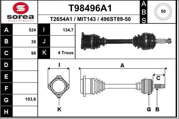 EAI T98496A1 - Приводной вал autosila-amz.com