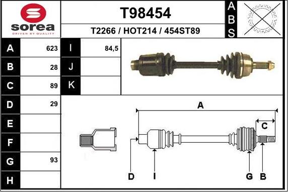 EAI T98454 - Приводной вал autosila-amz.com