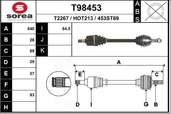 EAI T98453 - Приводной вал autosila-amz.com