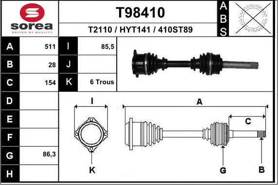 EAI T98410 - Приводной вал autosila-amz.com