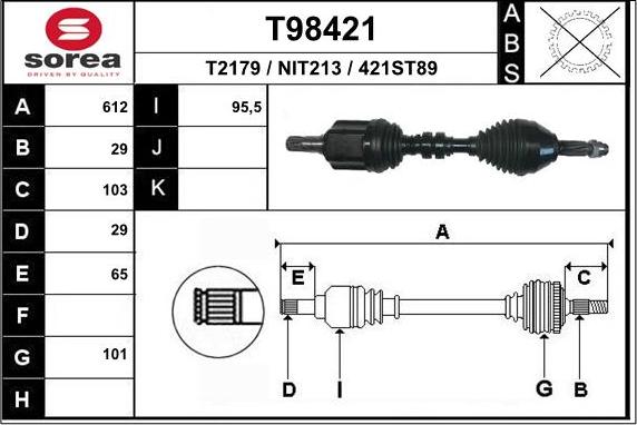 EAI T98421 - Приводной вал autosila-amz.com