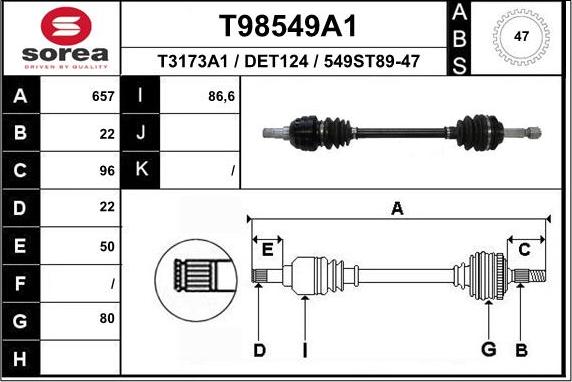 EAI T98549A1 - Приводной вал autosila-amz.com