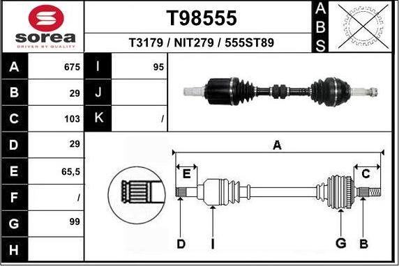 EAI T98555 - Приводной вал autosila-amz.com