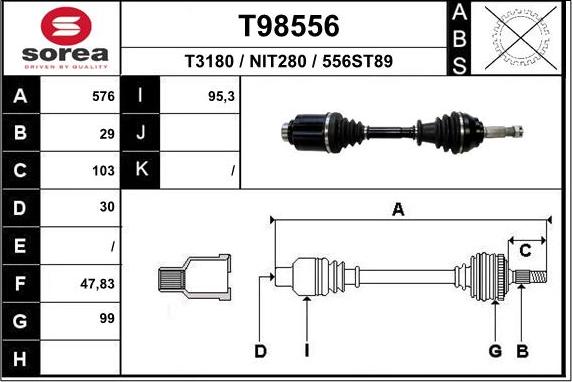 EAI T98556 - Приводной вал autosila-amz.com