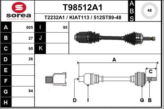 EAI T98512A1 - Приводной вал autosila-amz.com