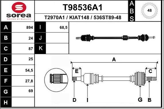 EAI T98536A1 - Приводной вал autosila-amz.com