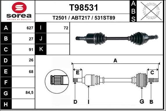 EAI T98531 - Приводной вал autosila-amz.com