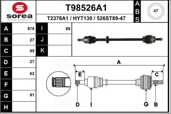 EAI T98526A1 - Приводной вал autosila-amz.com