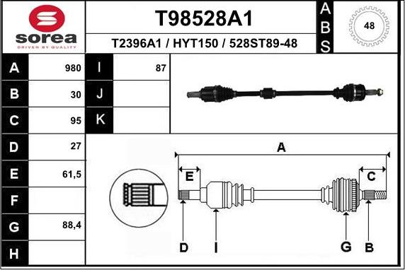 EAI T98528A1 - Приводной вал autosila-amz.com