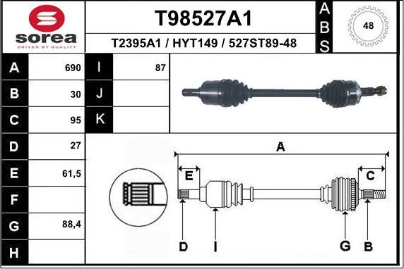 EAI T98527A1 - Приводной вал autosila-amz.com