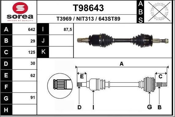 EAI T98643 - Приводной вал autosila-amz.com