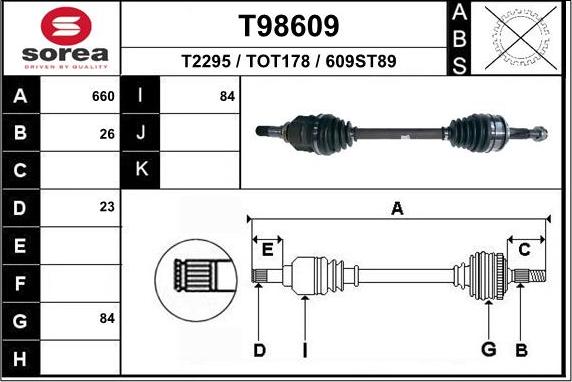 EAI T98609 - Приводной вал autosila-amz.com