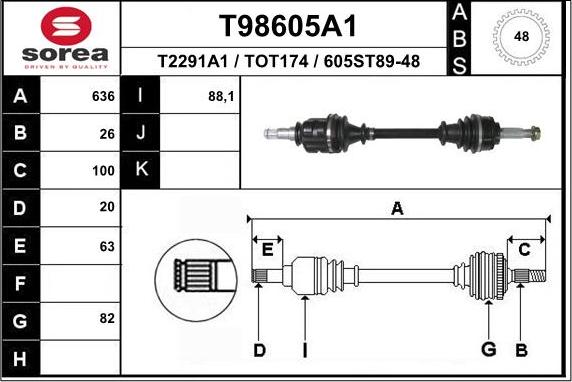 EAI T98605A1 - Приводной вал autosila-amz.com