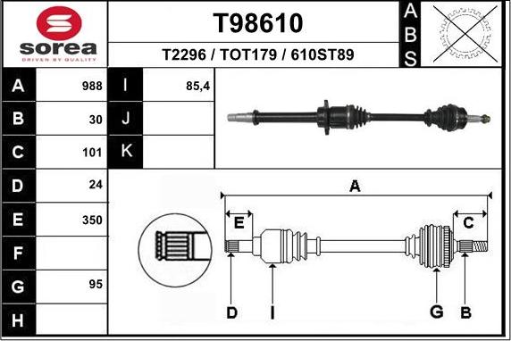 EAI T98610 - Приводной вал autosila-amz.com