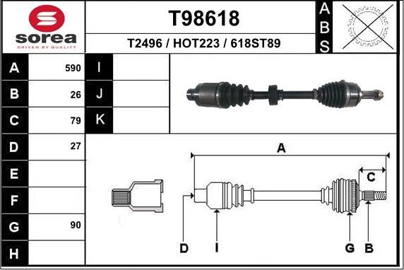 EAI T98618 - Приводной вал autosila-amz.com