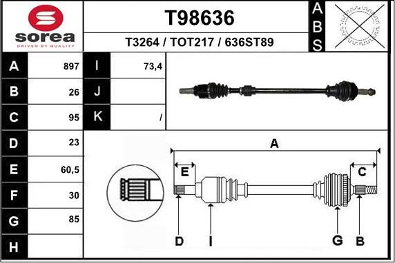 EAI T98636 - Приводной вал autosila-amz.com