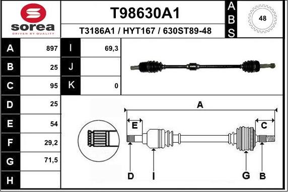 EAI T98630A1 - Приводной вал autosila-amz.com