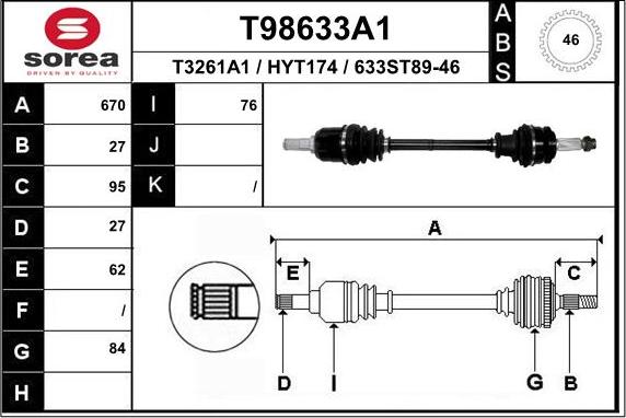 EAI T98633A1 - Приводной вал autosila-amz.com