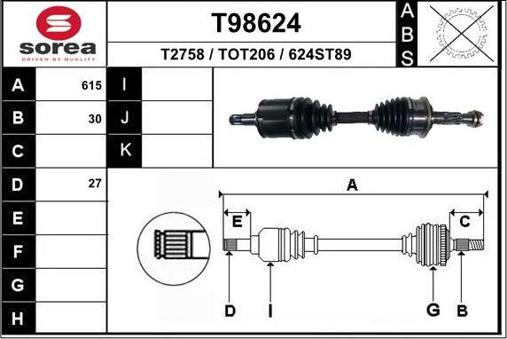 EAI T98624 - Приводной вал autosila-amz.com