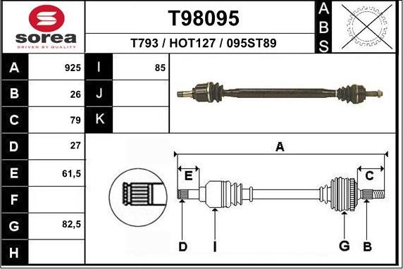 EAI T98095 - Приводной вал autosila-amz.com