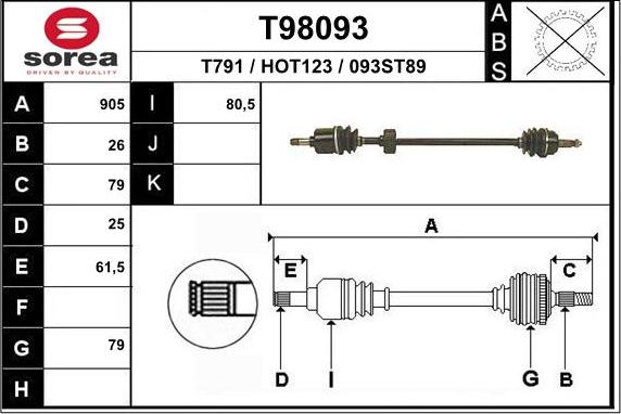 EAI T98093 - Приводной вал autosila-amz.com