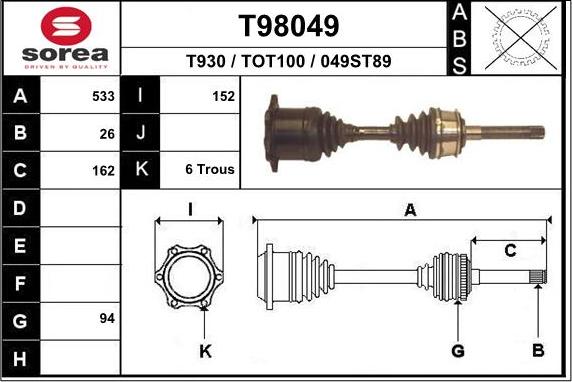 EAI T98049 - Приводной вал autosila-amz.com