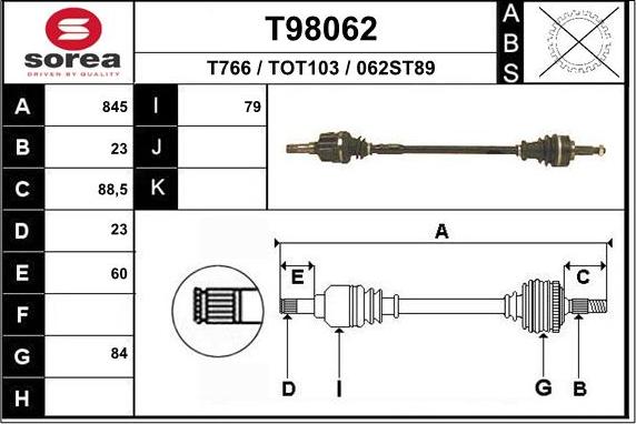 EAI T98062 - Приводной вал autosila-amz.com