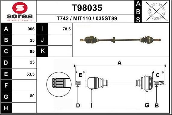 EAI T98035 - Приводной вал autosila-amz.com