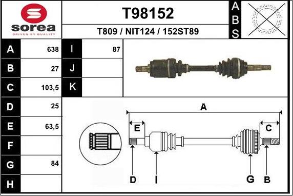 EAI T98152 - Приводной вал autosila-amz.com