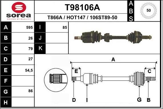 EAI T98106A - Приводной вал autosila-amz.com