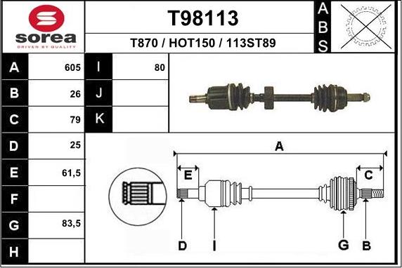 EAI T98113 - Приводной вал autosila-amz.com