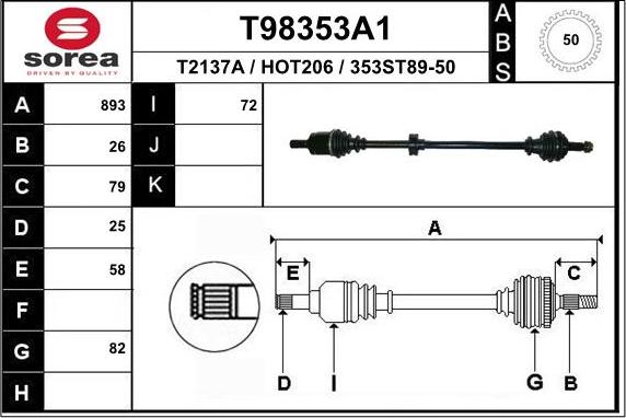 EAI T98353A1 - Приводной вал autosila-amz.com